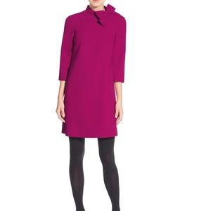 Eliza J fushia bow neck crepe dress